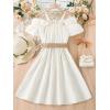 imageFloerns Girls Cold Shoulder Ruffle Trim Short Sleeve Belted A Line Midi DressApricot