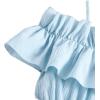 imageFloerns Girls Cold Shoulder Ruffle Trim Short Sleeve Belted A Line Midi DressBlue Sky