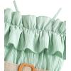 imageFloerns Girls Cold Shoulder Ruffle Trim Short Sleeve Belted A Line Midi DressMint Green