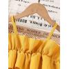 imageFloerns Girls Cold Shoulder Ruffle Trim Short Sleeve Belted A Line Midi DressYellow