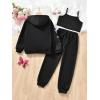 imageFloerns Girls Graphic Print Clothes Cami Top Sweatpants with Jacket 3 Piece OutfitBlack Butterfly