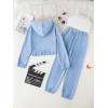 imageFloerns Girls Graphic Print Clothes Cami Top Sweatpants with Jacket 3 Piece OutfitBlue and White