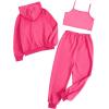 imageFloerns Girls Graphic Print Clothes Cami Top Sweatpants with Jacket 3 Piece OutfitHot Pink