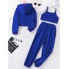 imageFloerns Girls Graphic Print Clothes Cami Top Sweatpants with Jacket 3 Piece OutfitRoyal Blue