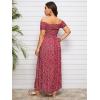 imageFloerns Womens Boho Floral Print Off Shoulder Split Long A Line DressA Red Plus