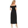 imageFloerns Womens Boho Floral Print Off Shoulder Split Long A Line DressA Solid Black