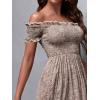 imageFloerns Womens Boho Floral Print Off Shoulder Split Long A Line DressApricot