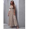 imageFloerns Womens Boho Floral Print Off Shoulder Split Long A Line DressApricot
