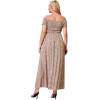 imageFloerns Womens Boho Floral Print Off Shoulder Split Long A Line DressBeige Plus