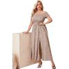 imageFloerns Womens Boho Floral Print Off Shoulder Split Long A Line DressBeige Plus