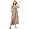 imageFloerns Womens Boho Floral Print Off Shoulder Split Long A Line DressBeige Plus