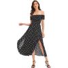 imageFloerns Womens Boho Floral Print Off Shoulder Split Long A Line DressBlackWhite