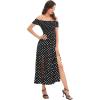 imageFloerns Womens Boho Floral Print Off Shoulder Split Long A Line DressBlackWhite
