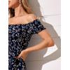 imageFloerns Womens Boho Floral Print Off Shoulder Split Long A Line DressBlue