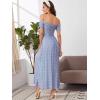 imageFloerns Womens Boho Floral Print Off Shoulder Split Long A Line DressBlue Flower
