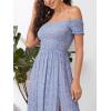 imageFloerns Womens Boho Floral Print Off Shoulder Split Long A Line DressBlue Flower