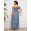 imageFloerns Womens Boho Floral Print Off Shoulder Split Long A Line DressBlue Plus