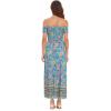 imageFloerns Womens Boho Floral Print Off Shoulder Split Long A Line DressBlue Yellow Floral
