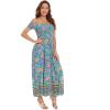 imageFloerns Womens Boho Floral Print Off Shoulder Split Long A Line DressBlue Yellow Floral