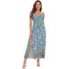 imageFloerns Womens Boho Floral Print Off Shoulder Split Long A Line DressBlue Yellow Floral