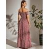 imageFloerns Womens Boho Floral Print Off Shoulder Split Long A Line DressBurgundy Red Floral