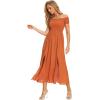 imageFloerns Womens Boho Floral Print Off Shoulder Split Long A Line DressBurnt Orange