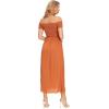 imageFloerns Womens Boho Floral Print Off Shoulder Split Long A Line DressBurnt Orange
