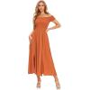 imageFloerns Womens Boho Floral Print Off Shoulder Split Long A Line DressBurnt Orange