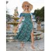 imageFloerns Womens Boho Floral Print Off Shoulder Split Long A Line DressFloral Forest Green