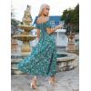 imageFloerns Womens Boho Floral Print Off Shoulder Split Long A Line DressFloral Forest Green