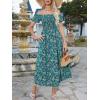imageFloerns Womens Boho Floral Print Off Shoulder Split Long A Line DressFloral Forest Green