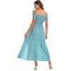 imageFloerns Womens Boho Floral Print Off Shoulder Split Long A Line DressGreen Dots