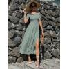 imageFloerns Womens Boho Floral Print Off Shoulder Split Long A Line DressGreen Multi