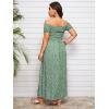 imageFloerns Womens Boho Floral Print Off Shoulder Split Long A Line DressGreen Plus