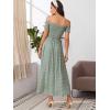 imageFloerns Womens Boho Floral Print Off Shoulder Split Long A Line DressGreenWhite