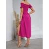 imageFloerns Womens Boho Floral Print Off Shoulder Split Long A Line DressHot Pink Flower
