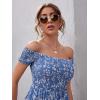 imageFloerns Womens Boho Floral Print Off Shoulder Split Long A Line DressLight Blue