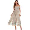 imageFloerns Womens Boho Floral Print Off Shoulder Split Long A Line DressMulti Floral