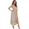 imageFloerns Womens Boho Floral Print Off Shoulder Split Long A Line DressMulti Floral
