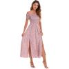 imageFloerns Womens Boho Floral Print Off Shoulder Split Long A Line DressPink
