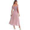imageFloerns Womens Boho Floral Print Off Shoulder Split Long A Line DressPink