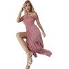 imageFloerns Womens Boho Floral Print Off Shoulder Split Long A Line DressRed