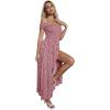 imageFloerns Womens Boho Floral Print Off Shoulder Split Long A Line DressRed