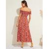 imageFloerns Womens Boho Floral Print Off Shoulder Split Long A Line DressRedWhite