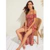 imageFloerns Womens Boho Floral Print Off Shoulder Split Long A Line DressRedWhite