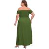 imageFloerns Womens Boho Floral Print Off Shoulder Split Long A Line DressSolid Dark Green Plus