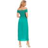 imageFloerns Womens Boho Floral Print Off Shoulder Split Long A Line DressSolid Light Green