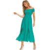 imageFloerns Womens Boho Floral Print Off Shoulder Split Long A Line DressSolid Light Green