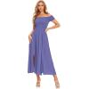 imageFloerns Womens Boho Floral Print Off Shoulder Split Long A Line DressSolid Purple