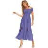 imageFloerns Womens Boho Floral Print Off Shoulder Split Long A Line DressSolid Purple